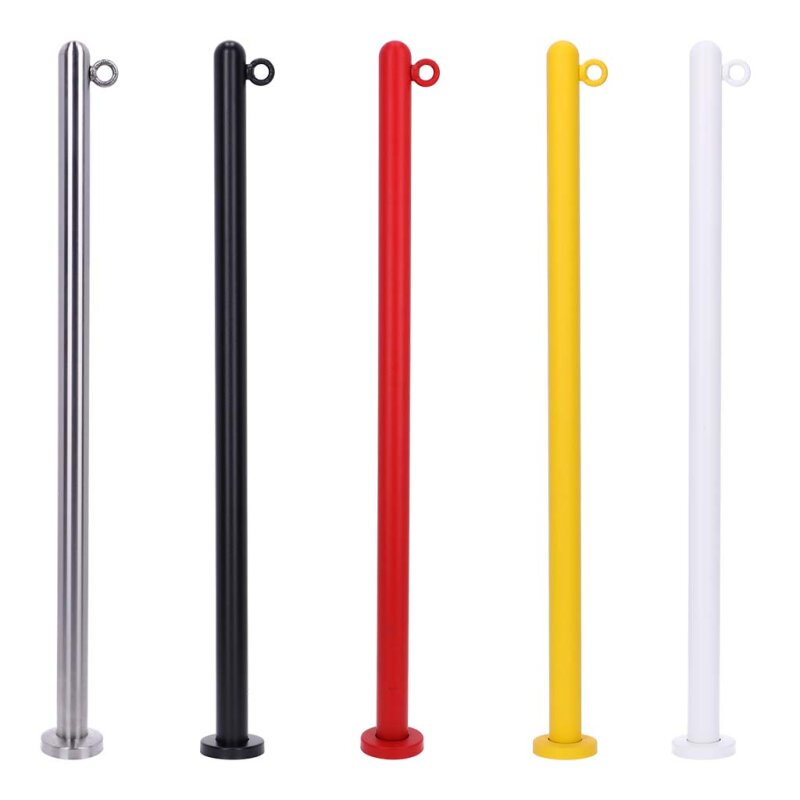 Produktbild von Absperrpfosten Aus Edelstahl – 100 Cm Hoch, 8 Cm Ø, Kugelkopf, Schwere Bodenplatte 31 Cm, Hochglänzend