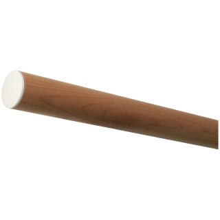 Buche Holz Handlauf Ø 42 mm weiße Endstücke ohne Handlaufhalter, Länge 30 cm und leicht gewölbte weiße Kappe