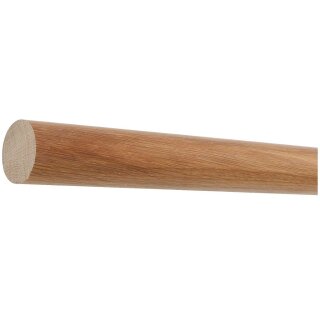 Eiche Holz Handlauf lackiert Ø 42 mm mit Holzenden ohne Handlaufhalter, Länge 80 cm und gekappt (sägerau)