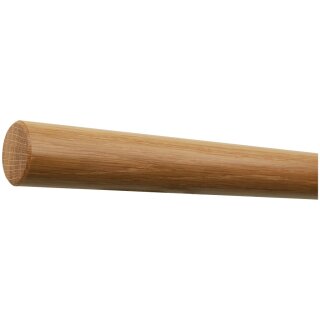 Eiche Holz Handlauf lackiert Ø 42 mm mit Holzenden ohne Handlaufhalter, Länge 110 cm und gefast