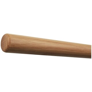 Eiche Holz Handlauf lackiert Ø 42 mm mit Holzenden ohne Handlaufhalter, Länge 180 cm und Radius gefräst
