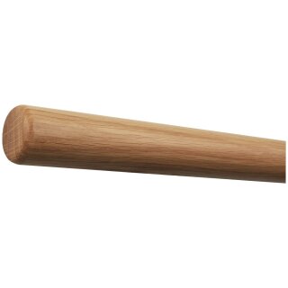 Eiche Holz Handlauf lackiert Ø 42 mm mit Holzenden ohne Handlaufhalter, Länge 440 cm und Radius gefräst