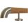 Eiche Holz Handlauf lackiert Ø 42 mm gerade Edelstahlhalter und Enden, Länge 40 cm mit 2 Halter und Edelstahlbogen