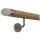 Eiche Holz Handlauf unbehandelt Ø 42 mm gewinkelte Edelstahlhalter und Enden, Länge 350 cm mit 5 Halter und schräges Edelstahlendstück