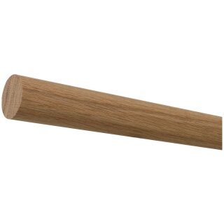 Eiche Holz Handlauf unbehandelt Ø 42 mm mit Holzenden ohne Halter, Länge 400 cm und gekappt (sägerau)