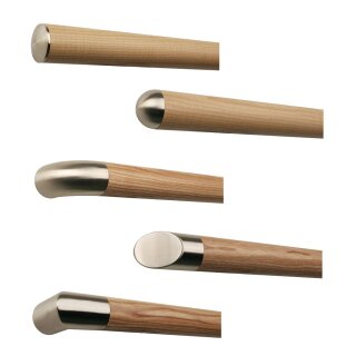 Esche Handlauf Holz &Oslash; 42 mm mit Edelstahlenden ohne Handlaufhalter