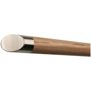 Esche Holz Handlauf Ø 42 mm mit Edelstahlenden ohne Handlaufhalter, Länge 360 cm und schräges Endstück