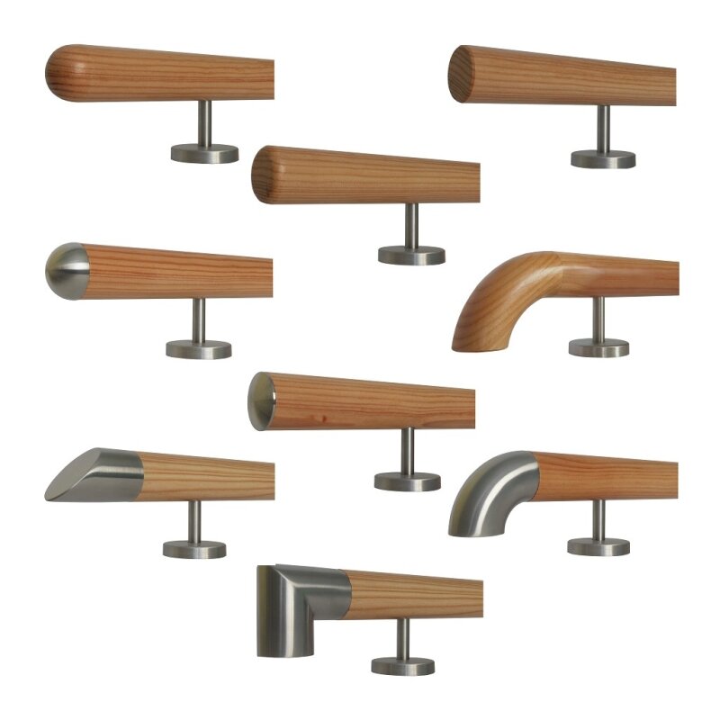 Lärche Handlauf Geländer Set lackiert Ø 42 mm gerade Edelstahl Halter Träger V2A 