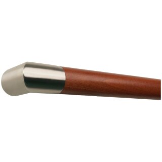 Mahagoni Sipo Handlauf Ø 42 mm mit Edelstahlenden ohne Halter, Länge 60 cm und Edelstahl Ecke