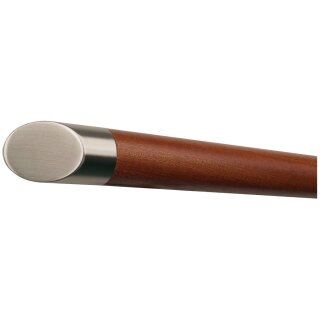 Mahagoni Sipo Handlauf Ø 42 mm mit Edelstahlenden ohne Halter, Länge 140 cm und schräges Endstück