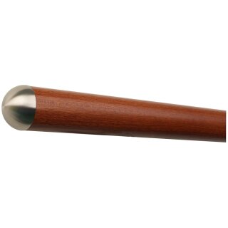 Mahagoni Sipo Handlauf Ø 42 mm mit Edelstahlenden ohne Halter, Länge 190 cm und halbrunde Edelstahlkappe