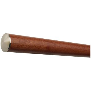 Mahagoni Sipo Handlauf Ø 42 mm mit Edelstahlenden ohne Halter, Länge 200 cm und leicht gewölbte Edelstahlkappe