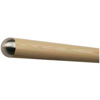 Kiefer Holz Handlauf Ø 42 mm mit Edelstahlenden ohne Halter, Länge 30 cm und halbrunde Edelstahlkappe