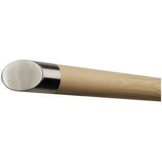 Kiefer Holz Handlauf Ø 42 mm mit Edelstahlenden ohne Halter, Länge 370 cm und schräges Endstück