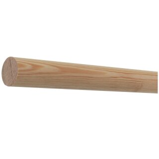 Kiefer Holz Handlauf Ø 42 mm mit Holzenden ohne Halter, Länge 380 cm und gekappt (sägerau)