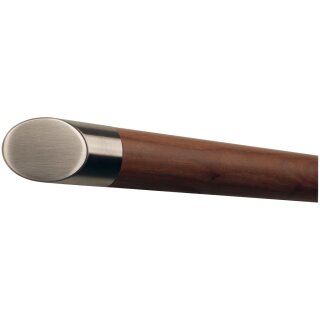 Ami Nussbaum Holz Handlauf Ø 42 mm mit Edelstahlenden ohne Halter, Länge 400 cm und schräges Endstück