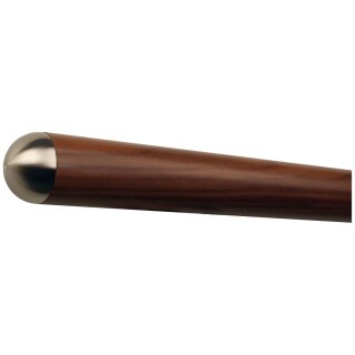 Ami Nussbaum Holz Handlauf Ø 42 mm mit Edelstahlenden ohne Halter, Länge 490 cm und halbrunde Edelstahlkappe