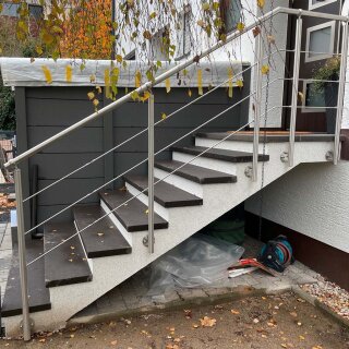 2 m Edelstahlgeländer für Treppe mit 3 Pfosten 200cm VA 