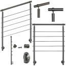 Geländer Edelstahl V2A Seitenmontage, Länge 80 cm mit 2 Pfosten, 5 Querstreben und Seitenabstand 70 mm
