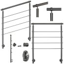 Geländer Edelstahl V2A Seitenmontage, Länge 140 cm mit 2 Pfosten, 4 Querstreben und Seitenabstand 70 mm
