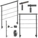 Geländer Edelstahl V2A Seitenmontage, Länge 220 cm mit 3 Pfosten, 3 Querstreben und Seitenabstand 70 mm