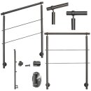 Geländer Edelstahl V2A Seitenmontage, Länge 480 cm mit 5 Pfosten, 2 Querstreben und Seitenabstand 30 mm