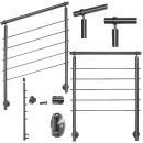 Geländer Edelstahl V2A Seitenmontage, Länge 480 cm mit 5 Pfosten, 5 Querstreben und Seitenabstand 90 mm