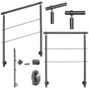 Geländer Edelstahl V2A Seitenmontage, Länge 520 cm mit 6 Pfosten, 2 Querstreben und Seitenabstand 90 mm