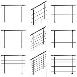 Geländer Edelstahl V2A Aufmontage mit waagerechten Querstreben