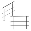 Geländer Edelstahl V2A Aufmontage mit waagerechten Querstreben, Variante: mit 2 Streben, 80 cm mit 2 Pfosten