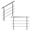 Geländer Edelstahl V2A Aufmontage mit waagerechten Querstreben, Variante: mit 3 Streben, 540 cm mit 6 Pfosten
