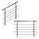 Geländer Edelstahl V2A Aufmontage mit waagerechten Querstreben, Variante: mit 5 Streben, 150 cm mit 2 Pfosten