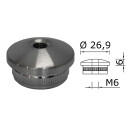 Edelstahl Endkappe Gewölbt 26,9 x 2 mm mit M6 Gewinde 1 Stück Handlauf Geländer