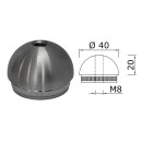 Edelstahl Endkappe Halbrund 40 x 2 mm mit M8 Gewinde 50 Stück Handlauf Geländer