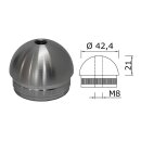 Edelstahl Endkappe Halbrund 42,4 x 2 mm mit M8 Gewinde 1 Stück Handlauf Geländer