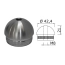 Edelstahl Endkappe Halbrund 42,4 x 2 mm mit M8 Gewinde 20 Stück Handlauf Geländer