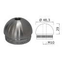 Edelstahl Endkappe Halbrund 48,3 x 2 mm mit M10 Gewinde 10 Stück Handlauf Geländer
