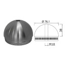 Edelstahl Endkappe Halbrund 76,1 x 2 mm mit M10 Gewinde 10 Stück Handlauf Geländer