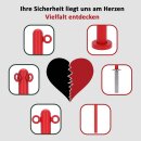 Absperrpfosten Edelstahl Rot pulverbeschichtet mit Bodenhülse Anfangs-/Endpfosten