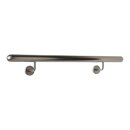 Aluminium Handlauf in Edelstahl Optik und gewinkelte Edelstahlhalter, Länge 320 cm mit 4 Halter und halbrunde Kappe