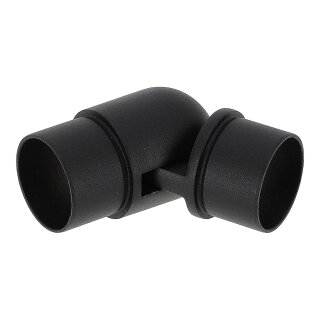 Aluminium Handlauf Schwarz mit gewinkelten Edelstahlhaltern, Länge 260 cm mit 3 Halter und Anbauteil Gelenkverbinder