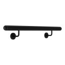 Aluminium Handlauf Schwarz mit gewinkelten Edelstahlhaltern, Länge 410 cm mit 5 Halter und halbrunde Kappe