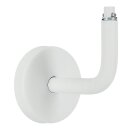 Aluminium Handlauf Weiß mit gewinkelten Edelstahlhaltern, Länge 80 cm mit 2 Halter und halbrunde Kappe
