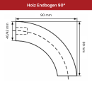 Handlaufbogen Kirsche Endbogen 90° Fase - gekappt Bohrung Ø10mm lackiert Ø 42 mm