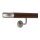 Aluminium Handlauf Nussbaum Holz Dekor mit gewinkelten Edelstahl Haltern und Enden, Länge 220 cm mit 3 Halter und Bogen zur Wand