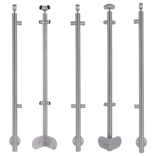 Balkongeländer Edelstahl Pfosten mit Plattenhalter Seitenmontage