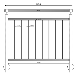 Geländer Edelstahl V2A senkrechte Streben
