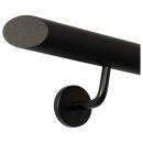 Handlauf Edelstahl Ø 42,4mm schwarz pulverbeschichtet mit gewinkelte Edelstahl Halter