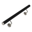 Handlauf_Edelstahl_42,4mm_schwarz_pulverbeschichtet_gewinklte_Halter_gewoelbte_Kappe