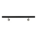 Handlauf Edelstahl schwarz Ø 42,4mm gewinkelte Edelstahlhalter, Länge 90 cm mit 2 Halter und gerade Kappe